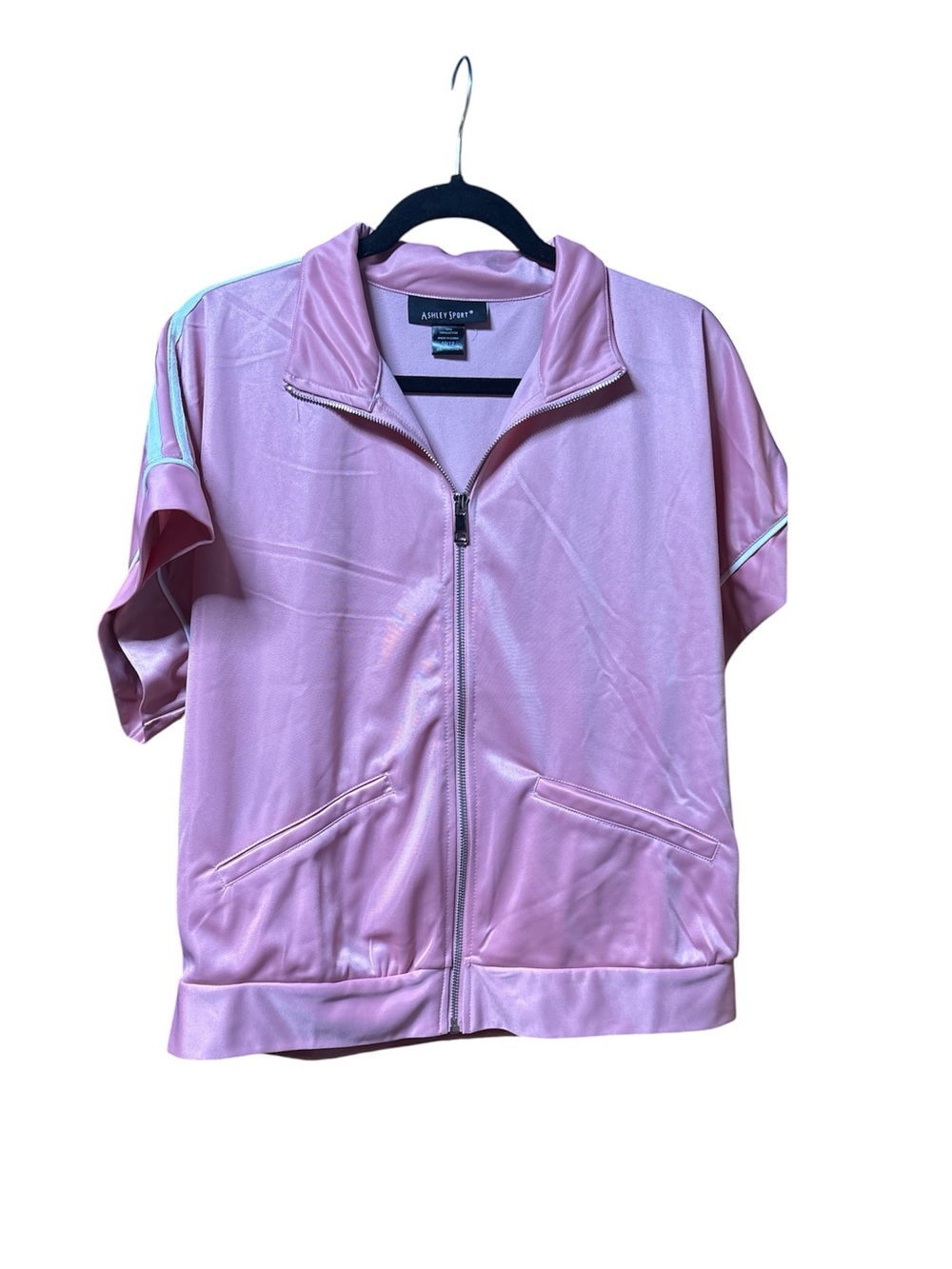 Ashley Stewart Light Pink Short Sleeve Zip Jacket